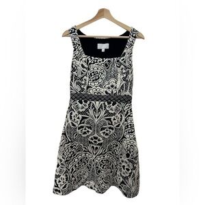 Anthropologie Ett:twa Valery Brocade Dress Navy White Floral Paisley Size Small